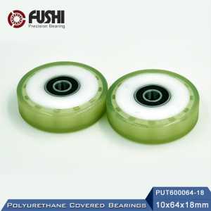 PUT 6000 Polyurethane Covered Bearing 10*64*18 mm ( 2 Pcs ) Shaft 15mm PUT600064-18 Urethane Cover PUT6000 Bearings