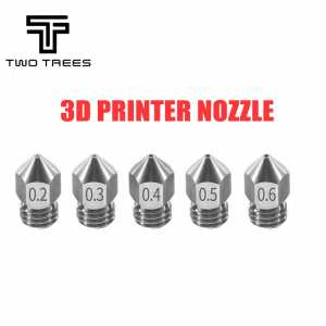 5pcs/lot MK8 V5 V6 Stainless Steel Nozzle 0.2mm 0.3mm 0.4mm 0.5mm M6 Threaded Part For Extruder 3D Printer Part 1.75mm Filament