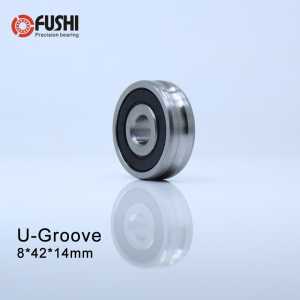 Outer Ring With U-groove Bearing 8*42*14 mm 2PCS Wire Cable Pulley Bearing Walking Heavy Pulley Crane U Groove Wheel Bearings