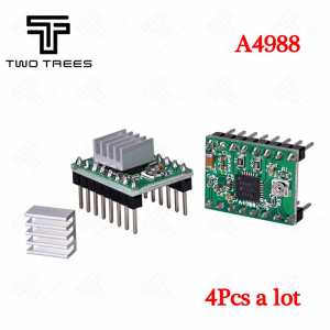 4PCS 3D Printer Motherboard A4988 Stepper Driver 1*(A4988)Stepper Motor Driver Module+Heatsink 3D Printer Motherboard Green one