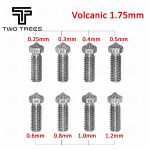 3d print Part stainless steel Volcano Nozzle 0.25/0.3/0.4/0.5/0.6/0.8/1.0/1.2 Part For Extrusion 1.75mm Filament 3D Printer Part