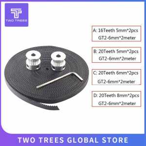 3D Printer Parts Accessory 2pcs GT2 16/20teeth Timing Alumium Pulley Bore 5mm/6mm/8mm Width 6mm With 2meters 6mm GT2 Belt