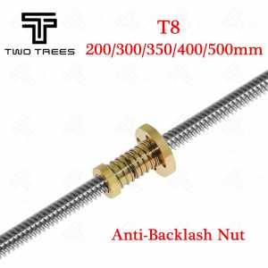 Lead Screw3D Printer Anti-Backlash Nut +200/300/350/400/500mm T-type Stepper Motor Trapezoidal Lead Screw 8MM Thread T8 For 3d