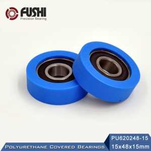 PU 6202 Polyurethane Covered Bearing 15*48*15 mm ( 2 Pcs ) Shaft 15mm PU620248-15 Urethane Cover PU6202 Bearings