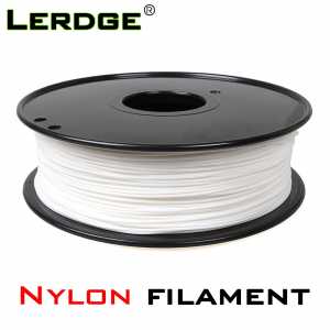 LERDGE 3D Printer Filament Nylon 1.75mm 1KG Spool Toughness Material Transparent Solid Color White PA Supplies Black Consumables
