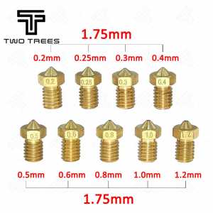 10Pcs/lot for E3D V5 Nozzle 0.2/0.25/0.3/0.35/0.4/0.5/0.6/0.8/1.0/1.2mm Copper 1.75mm Filament M6 Threaded Brass 3D Printer Part