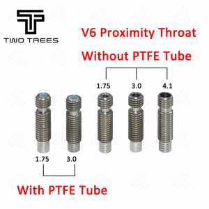5Pcs 3D Printer Part V6 Throat Heat Break Hotend M6 For 1.75 /3.0/4.1mm Filament Stainless Steel 3D Printer Proximity Throat 3d