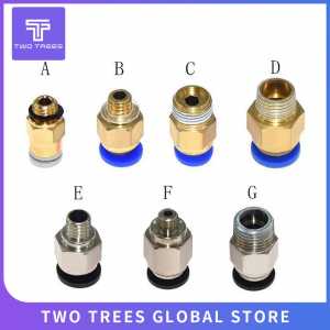 10pcs/lot3D Printer Part PC4-M6 Pneumatic Straight Connector Brass Part For MK8 OD 4mm 2mm Tube Filament M6 Feed Fitting Coupler