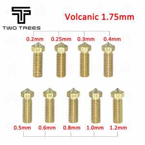 5Pcs Volcano Mouth Nozzles 1.75mm Filament 0.2/0.25/0.3/0.4/0.5/0.6/0.8/1.0/1.2mm 3D Printer Part Copper Lengthen Extruder part