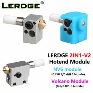 LERDG 2IN1-V2 Hotend Module Volcano Heating Block with Silicone sock Throat NV6 Nozzle Kit 0.2-1.0/1.75mm 3D Printer Accessories