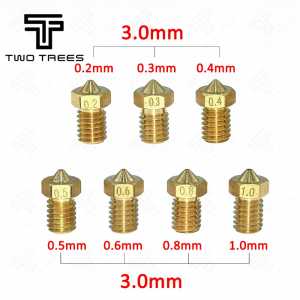 5Pcs/lot For E3D V5 V6 Nozzle (0.2/0.3/0.4/0.5/0.6/0.8/1.0mm) Copper 3.0mm Filament M6 Threaded Brass 3D Printer Part Full Metal