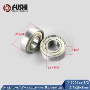 Wheelchair Rear Wheel Drum Bearing ID 0.5 inch ( 2 Pcs ) 12.7x28x8 mm Wheelchair Accessories 6001 ZZ Pressure Wheel Bearings