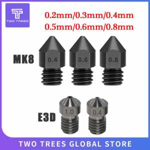 3D Printer Parts Reprap MK8 E3D Hardened Steel Nozzle 1.75mm 0.2/0.3/0.4/0.5/0.6/0.8mm For Ender 3 CR10  Ender 3 PRO  3D Printer