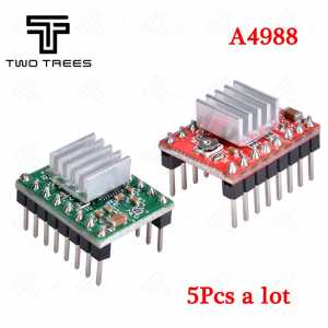 TWO TREES 5pcs/lot A4988 Heat Sink Stepper Motor Driver Red/Green Stepper Motor Driver Module with HeatsinkS Board For Reprap