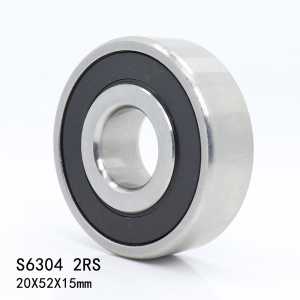 2PCS S6304RS Bearing 20*52*15 mm ABEC-3 440C Stainless Steel S 6304RS Ball Bearings 6304 Stainless Steel Ball Bearing