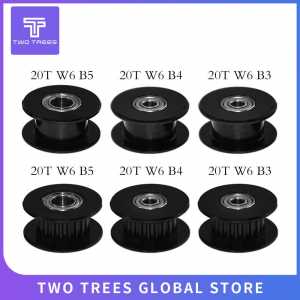 2GT 20 Teeth Idler Pulley black color Bore 3mm 4mm & Width 6mm with teeth or without teeth for GT2 Timing belt synchronous Wheel