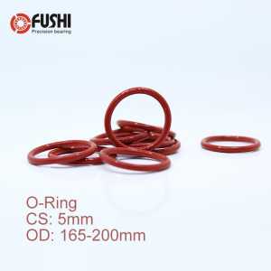 CS5mm Silicone O RING OD 165/170/175/180/185/190/195/200*5 mm 5PCS O-Ring VMQ Gasket seal Thickness 5mm ORing White Red Rubber