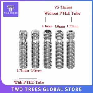 5Pcs 3D part V5 Stainless Steel Throat WITH PTFE 1.75/3/4.1mm Thread Hot End Filament 3D Printer Part All Metal WithPTFE tube