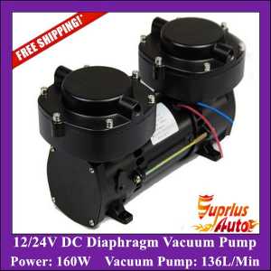 Free Shipping GZ70B-12 12/24V DC Oil Free Electric Diaphragm Vacuum Pump 136LPM vacuum flow,160w Double compression pump