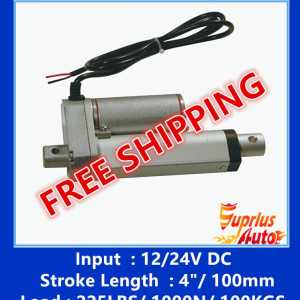 FREE SHIPPING ,  load linear actuators with1000N/100kgs/225lbs and linear actuator 4inch/100mm 24v/ 12v