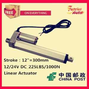 Free Shipping high quality 12V,300mm/ 12 inch stroke, 1000N/100KGS/225LBS load linear actuator send by China Post