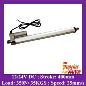 12V 400mm=16 inches stroke 350N=35KGS load 25mm/sec speed DC micro linear actuator