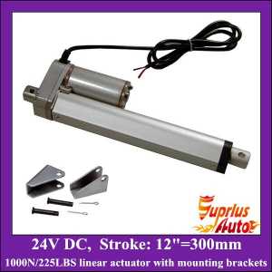24V linear actuator with mounting brackets, 12inch/ 300mm stroke with 1000N/225LBS load electric linear actuators