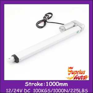 12 volt linear actuators with 1000mm stroke, max 1000N/100kgs no load waterproof dc electric linear actuator 24v