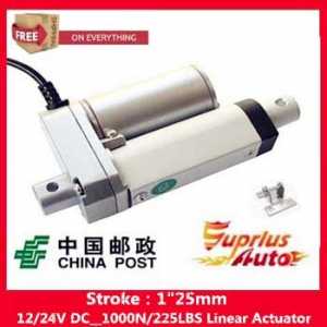 Free Shipping  electric linear actuator with new stent, 1inch/25mm 10mm/s stroke 1000N/225LBS 12V DC mini linear actuator