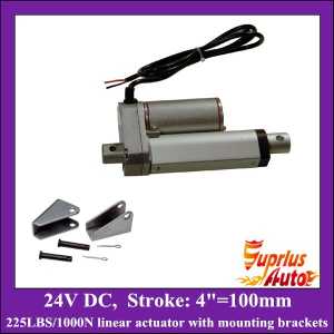 4inch/ 100mm stroke DC 24v linear actuator with mounting brackets, 1000N/225lbs load electric linear actuators