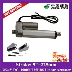 Free Shipping DC 12V/24V 9inch/225mm linear actuator, 1000N/100kgs load electric linear actuator with mounting brackets