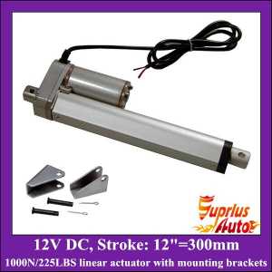 12v linear actuator with mounting brackets, 12inch/ 300mm stroke with 1000N/225LBS load electric linear actuators