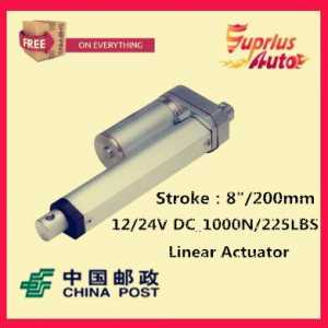 Free Shipping high quality 12v linear actuator with 200mm/8 inch stroke 225lbs/1000N/100kgs push load actuator linear
