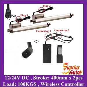 Set of 2 DC 12V 225lbs 400mm 16