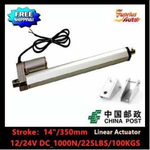 By China Post : 14inch/350mm 12v/24V DC linear actuator, 1000N/225lbs load linear actuators with mounting brackets Free shipping