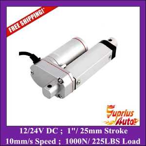 Free Shipping IP65 12V 25mm 1inch adjustable stroke 1000N 225LBS load 10mm/s speed mini industry heavy duty linear actuator