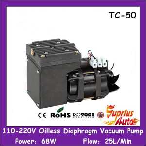 AC 110-220V 68W Power 25L/Min Flow Mini Electric Air Single Stage Oil-Free Diaphragm Vacuum Pump