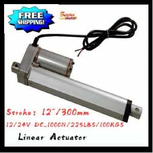 Arrive soon : 12v/24v DC, 12inch/ 300mm , 1000N/225LBS  load  electric linear actuators with mounting brackets  By Express