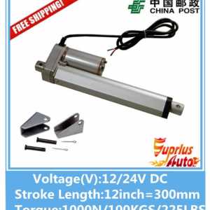 Free Shipping 12V,300mm/ 12 inch stroke, 1000N/100KGS/225LBS load linear actuator send by China Post