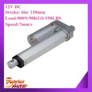 12V DC 150mm=6inch stroke 900N 90KG 198LBS load 7mm/sec 0.28inch/sec speed electric industry linear actuator