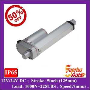50% Discount ! 12/24V DC 5inch/ 125mm stroke electric linear actuator with 100KGS/ 225LBS load actuator linear