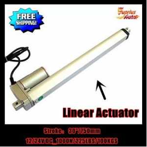 Free Shipping 30inch/750mm stroke 10mm/s speed 1000N/100kgs load  12v/24v DC electric waterproof linear actuator by express!!!