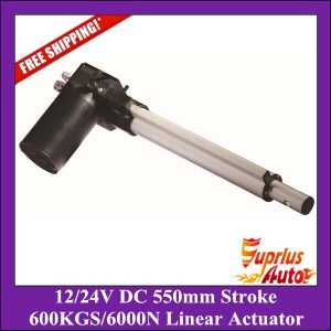Free shipping, 22inch/550mm stroke DC 12V/24V 5mm/s linear actuator , 6000N/600kgs load heavy duty linear actuator