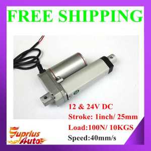 Free Shipping 12/ 24V DC 40mm/s High Speed 1inch/25mm Linear Actuator With 100N Load
