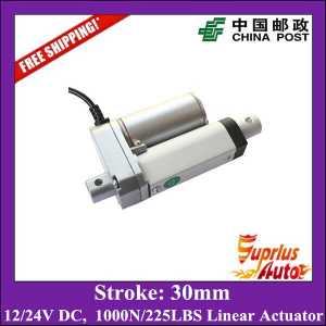 Free shipping 30mm stroke super mini 12volt linear actuator with max load 1000N/ 100KGS/ 225LBS linear motor