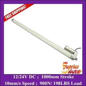 Free Shipping Super 1000mm (1M) stroke length 12v linear actuator, 900N/ 198lbs force electric linear actuator, actuator linear