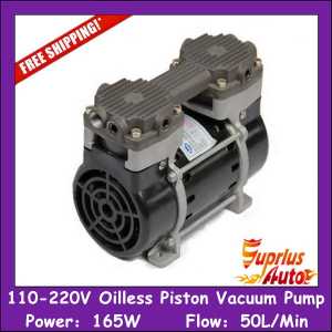 Free Shipping 110/220v Silent Oilless Piston Vacuum Pump 165W with 50L/min vacuum flow - HZW-165