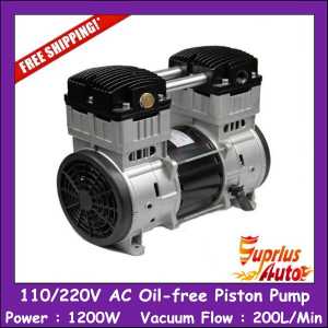 Free Shipping HYW-1200 AC 110/220V 1200W Power Oil-free Piston Compressor Pump With 200L/Min Vacuum Flow