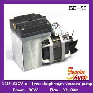 GC-50 AC 110V/220V 80W Oilless Electric Mini Diaphragm Vacuum Pump 33L/Min Vacuum Flow