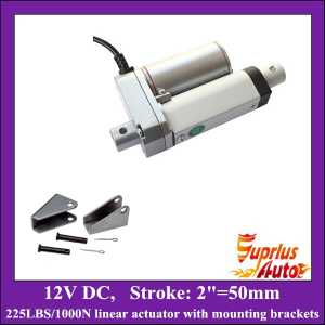 DC12V 2inch/ 50mm stroke electric linear actuator with mounting brackets, 1000N/225LBS/100KGS load mini linear actuators